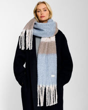 Load image into Gallery viewer, Recycled Striped Tassel Scarf Blue - Katie Loxton