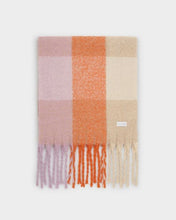 Load image into Gallery viewer, Recycled Checked Tassel Scarf - Lilac/Orange - Katie Loxton