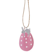 Metal Easter Decoration - Hush Bunny on Pink Spotty Egg