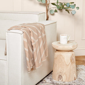 Printed Throw Blanket - Soft Tan/Off White - Katie Loxton