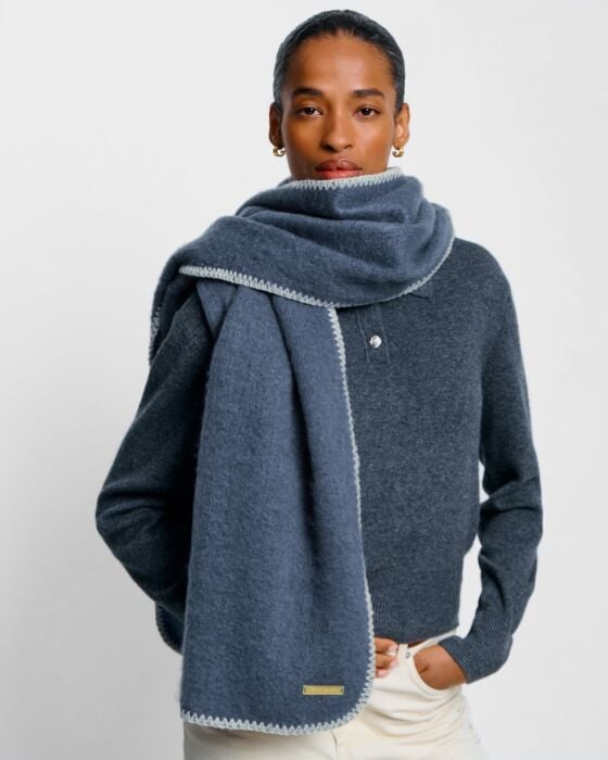 Whipstitch Scarf Navy - Katie Loxton