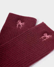 Load image into Gallery viewer, Gift Boxed Ribbed Bow Socks in Cherry - Katie Loxton
