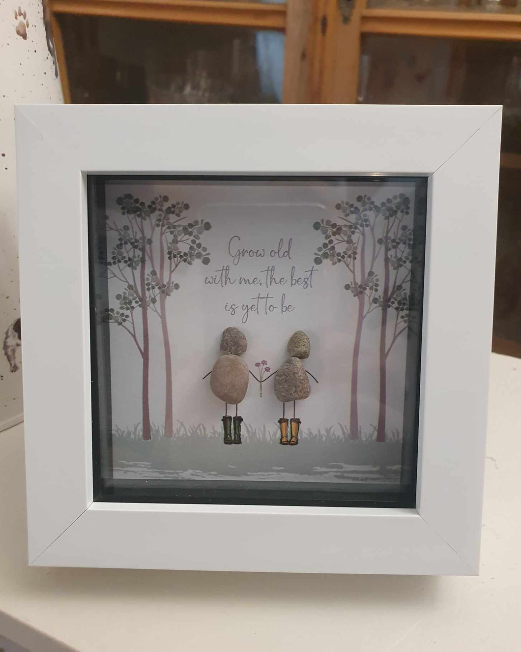 Mini Framed Pebble Art - Grow Old With Me
