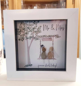 Mini Framed Pebble Art - Mr & Mrs