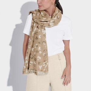 'Leopard Print' Scarf in Soft Tan & Chocolate - Katie Loxton