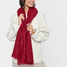 Load image into Gallery viewer, Star Sky Printed Foil Scarf in Garnet Red - Katie Loxton
