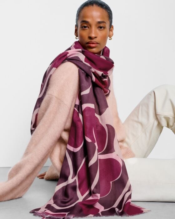 Organic Heart Printed Scarf - Cherry - Katie Loxton