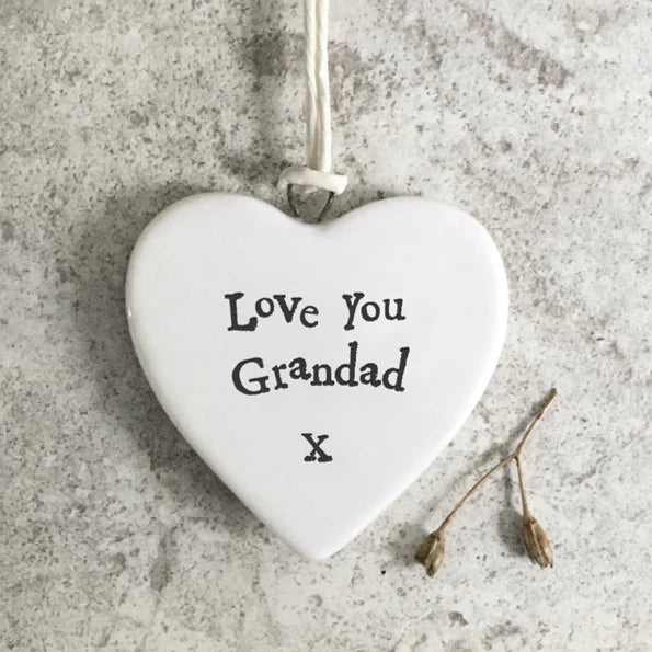 'Love You Grandad' Porcelain Hanging Heart - East Of India