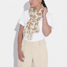 Load image into Gallery viewer, Abstract Flower Scarf in Light Taupe &amp; Gold - Katie Loxton
