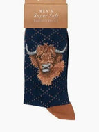 'Highland Heathers' Highland Cow Mens Socks - Wrendale Designs