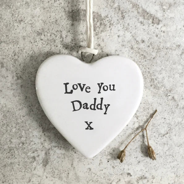 'Love You Daddy' Hanging Porcelain Heart - East Of India