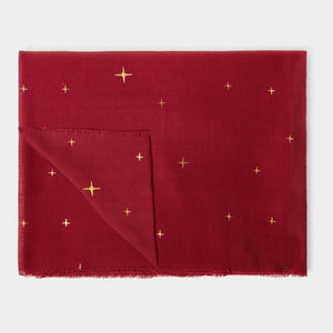 Star Sky Printed Foil Scarf in Garnet Red - Katie Loxton