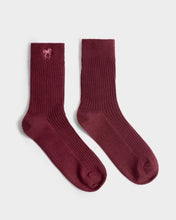 Load image into Gallery viewer, Gift Boxed Ribbed Bow Socks in Cherry - Katie Loxton
