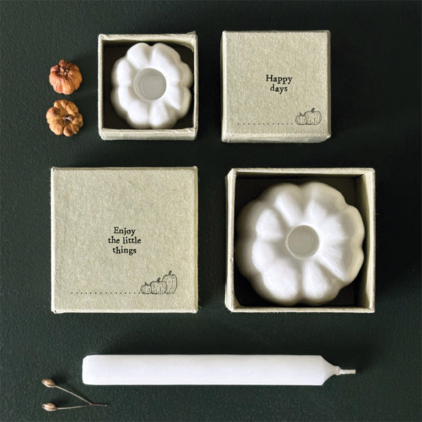 Porcelain Pumpkin Candle Holder - Enjoy The Little Things - East of India