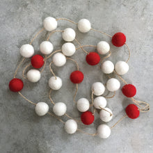 Load image into Gallery viewer, Red &amp; White Pop Pom Garland - East of india
