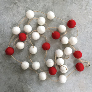 Red & White Pop Pom Garland - East of india