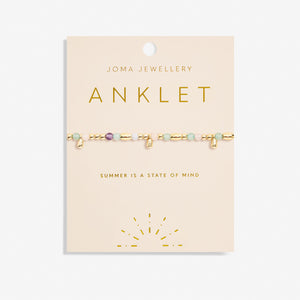 Multi Stone Anklet - Gold - Joma Jewellery