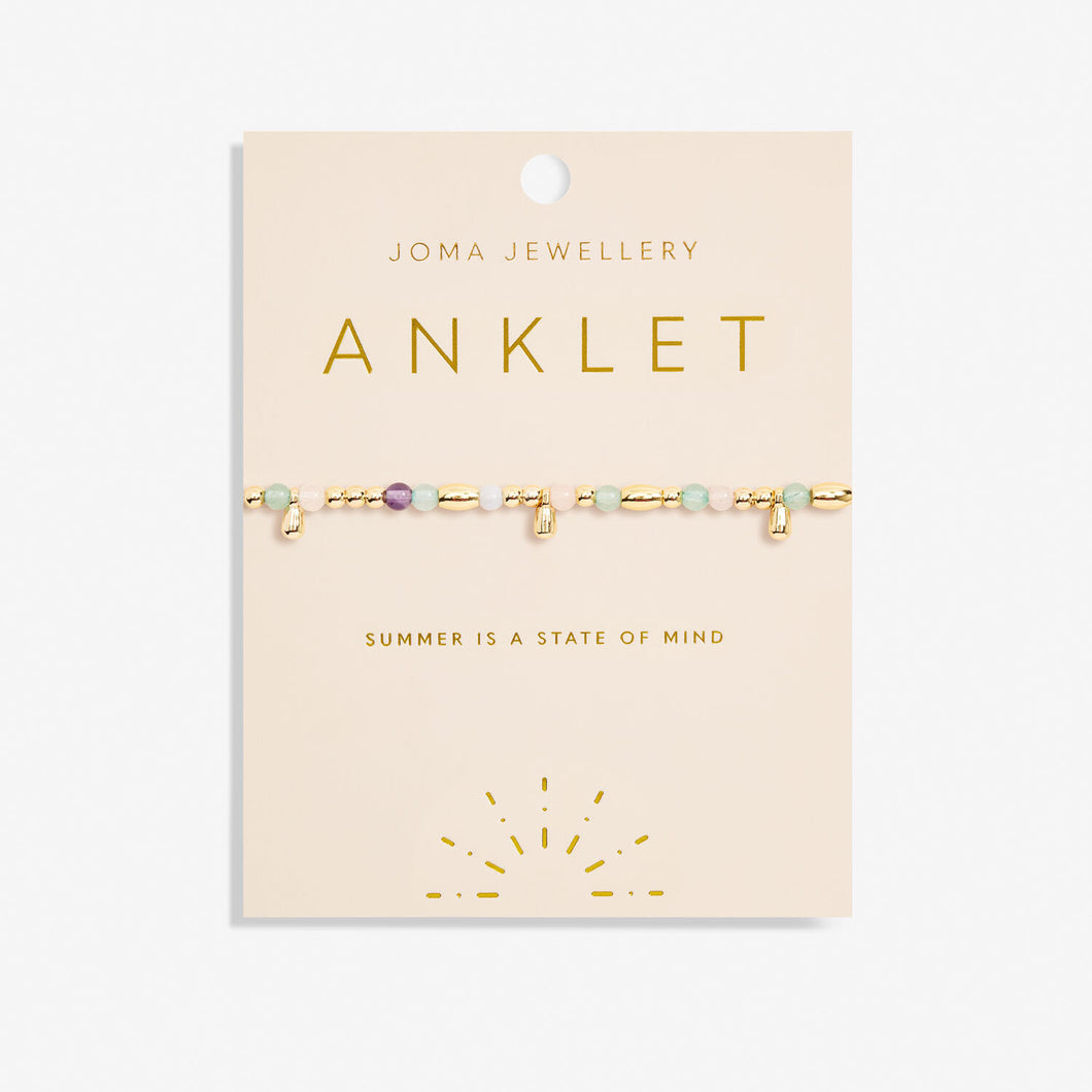 Multi Stone Anklet - Gold - Joma Jewellery