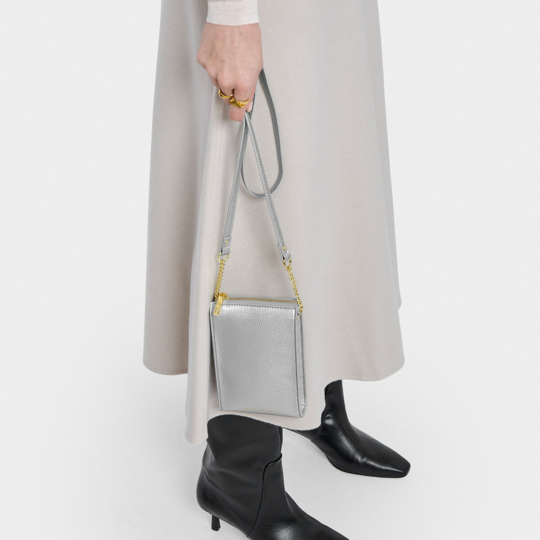 Zana Slim Crossbody Bag in Silver - Katie Loxton