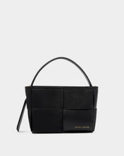 Load image into Gallery viewer, Taya Hand Woven Suedette Top Handle Bag in Black - Katie Loxton
