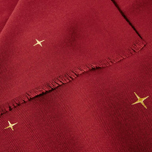 Star Sky Printed Foil Scarf in Garnet Red - Katie Loxton