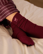 Load image into Gallery viewer, Gift Boxed Ribbed Bow Socks in Cherry - Katie Loxton
