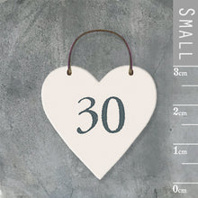 Load image into Gallery viewer, &#39;30&#39; Little Wooden Heart Gift Tag - East of India
