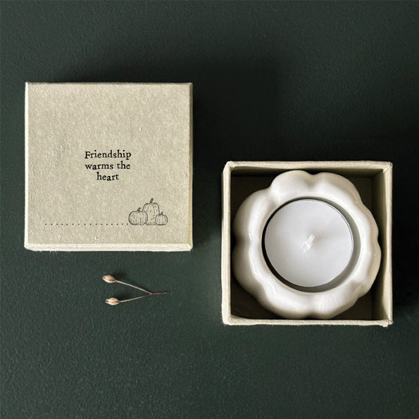 Pumpkin Tea Light Holder - Friendship Warms The Heart - East of India