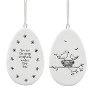 Flat Porcelain Egg Hanger - Mum Everybody Wishes - East of India