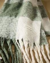 Load image into Gallery viewer, Recycled Checked Tassel Scarf - Green - Katie Loxton

