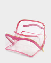 Load image into Gallery viewer, Clear Large Make-up &amp; Wash Bag - Raspberry Pink - Katie Loxton
