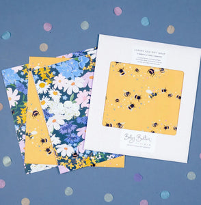 Luxury Eco Flat Wrap Pack - Flowers & Bees - 4 Sheets & Tags