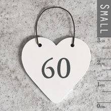 Load image into Gallery viewer, &#39;60&#39; Little Wooden Heart Gift Tag
