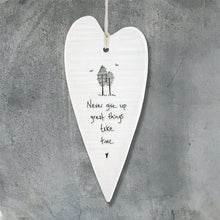 Load image into Gallery viewer, Porcelain Sentiment Heart - Never give up - East of India
