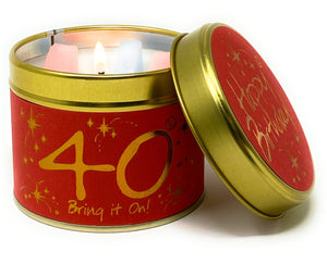 Lilyflame scented candle tin - Happy 40th Birthday