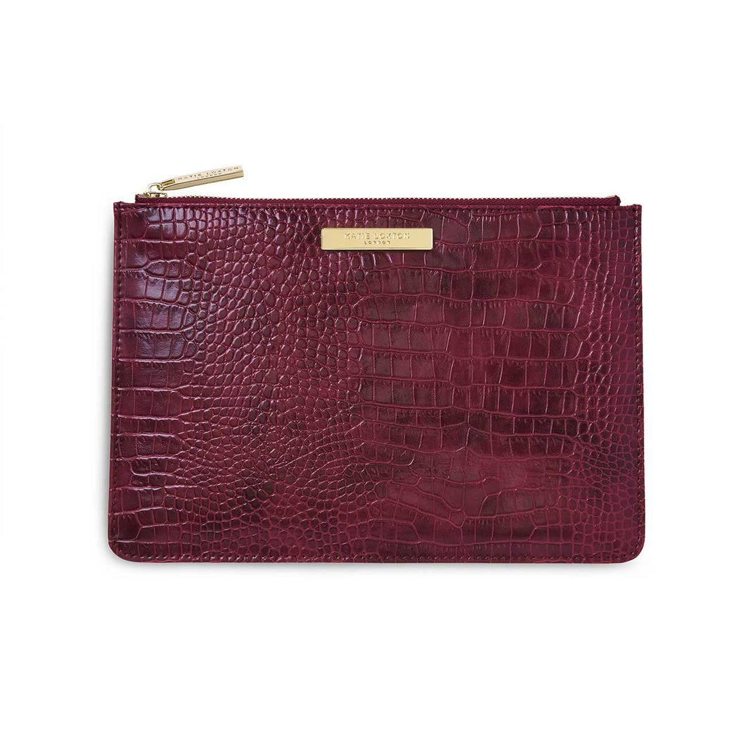 Celine Faux Croc Perfect Pouch - Burgundy - Katie Loxton