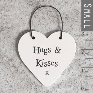 Hugs & Kisses Little Wooden Heart Gift Tag