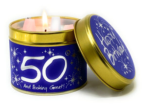 Lilyflame scented candle tin - Happy 50th Birthday