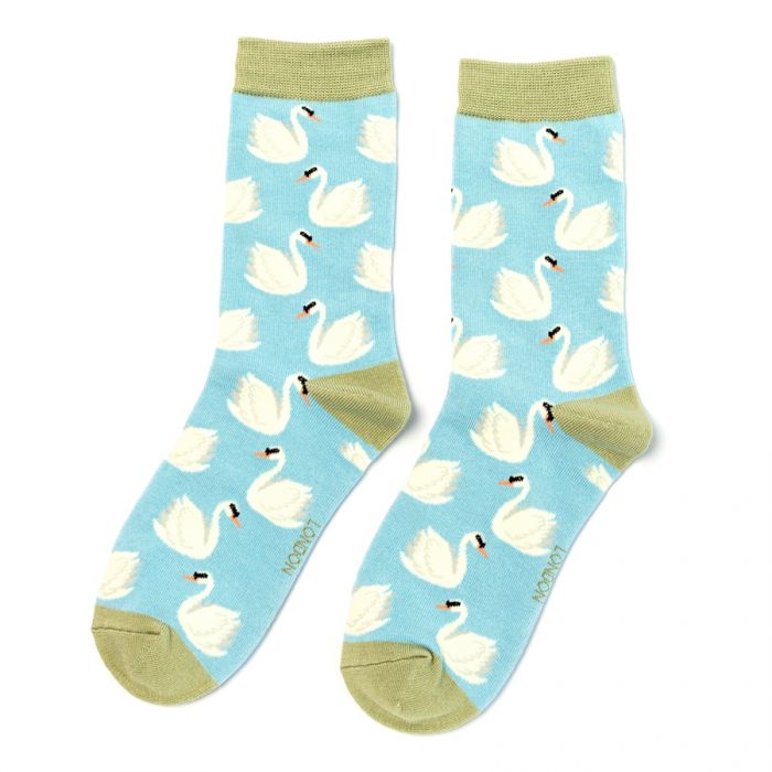 Swan Socks Light Blue - Miss Sparrow