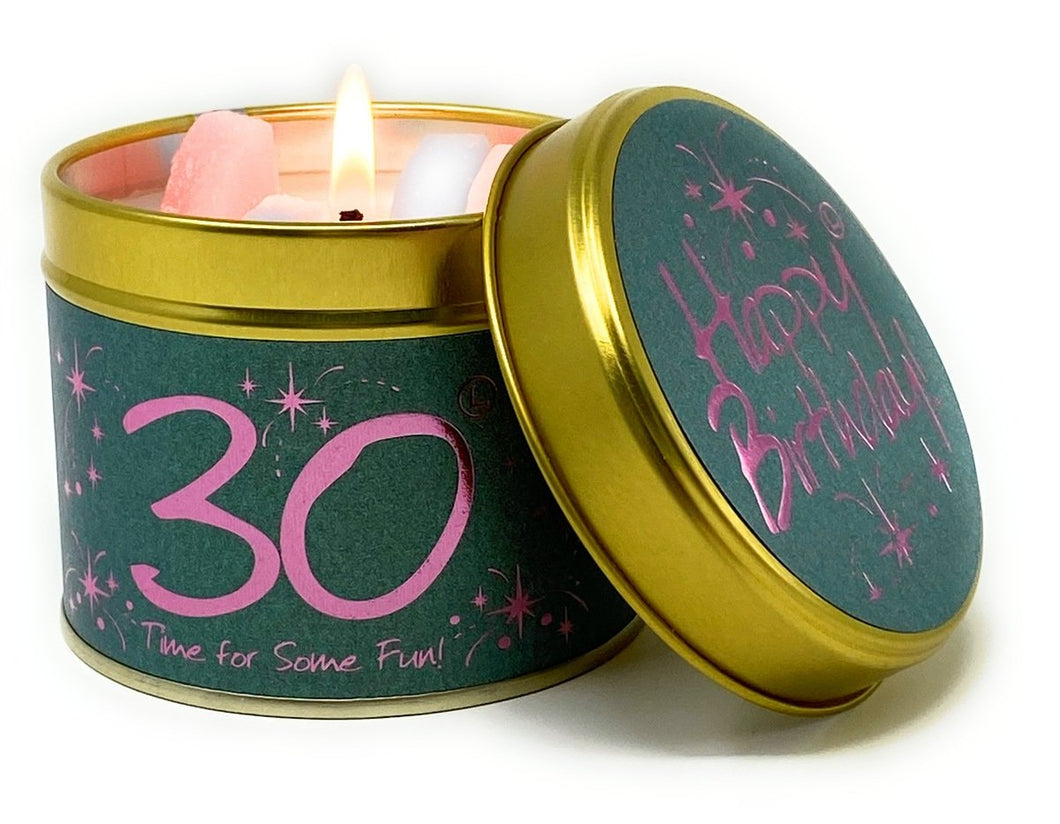 Lilyflame scented candle tin - Happy 30th Birthday