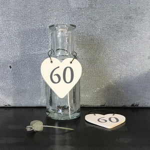 '60' Little Wooden Heart Gift Tag