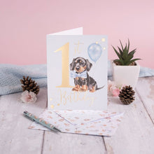 Load image into Gallery viewer, 1st Birthday Card - A Pawsome Dachshund
