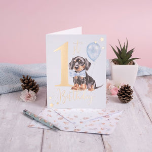 1st Birthday Card - A Pawsome Dachshund