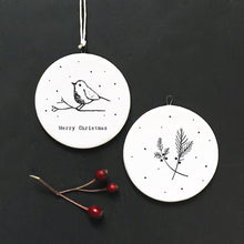 Load image into Gallery viewer, Flat Porcelain Bauble - Christmas Robin
